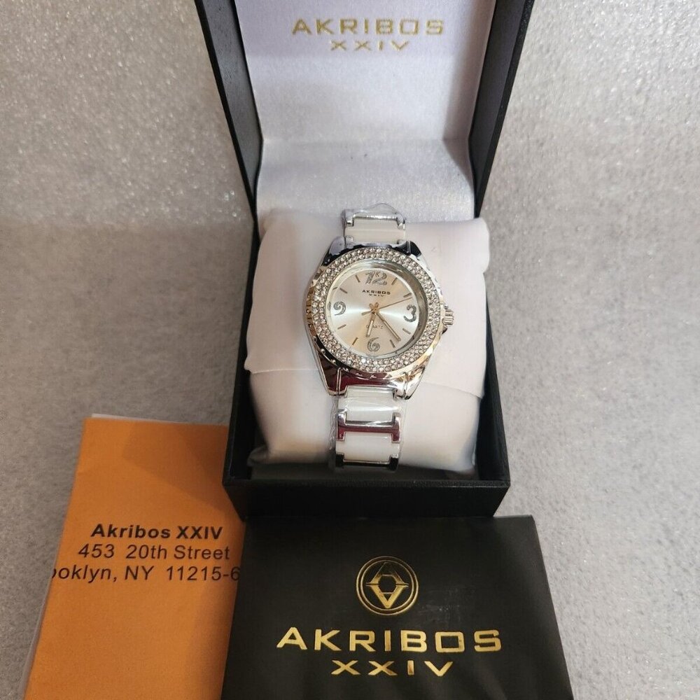 Akribos XXIV Genuine Ceramic Quartz Movement Womens Watch AK514WT